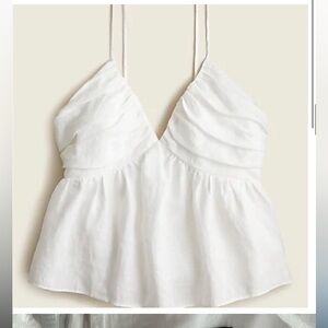 J Crew white ruched v neck tank top
